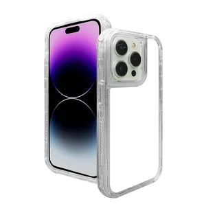 Haute qualité Transparent blanc Sublimation 2D 3in1 Anti-choc étui de téléphone portable pour iPhone 15/15 Pro/15 Pro max/IP14 Pro/IPXR/11