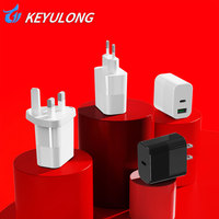 Chargeur rapide compact GaN 20W QC3.0 PD OTP double port Type-C/A+C avec prise EU, certifié CE FCC UKCA pour smartphone