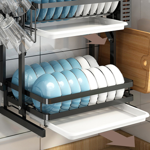 Égouttoir à vaisselle pliable en métal, multi-usages, petite <span class=keywords><strong>cuisine</strong></span>, 2 niveaux, support mural pour vaisselle de <span class=keywords><strong>cuisine</strong></span> - Product Image 3