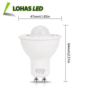 Lohas Pir Motion Sensor Led Spotlight Lamp 5W GU10 Led Spot Gloeilamp