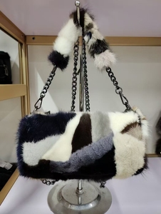 Thiết kế sang trọng eo trống túi cổ điển Crossbody thực Chồn Lông Túi sợi nhỏ lót da - Product Image 3