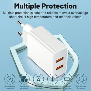 อะแดปเตอร์แปลงไฟแบบเสียบผนัง Universal 12W USB ช่องเสียบคู่ ชาร์จเร็ว 5V 2.4A สำหรับโทรศัพท์มือถือรุ่น 6 7 8 X 11 และแล็ปท็อป - Product Image 3