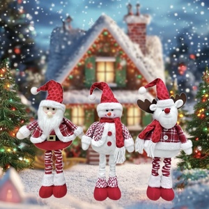 Figurines de Noël télescopiques <span class=keywords><strong>en</strong></span> peluche (Père Noël, Bonhomme de neige, Renne) rétractables pour décorations de fête de Noël à la maison - Product Image 4