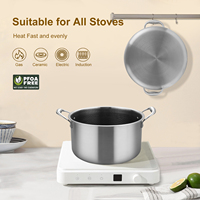 Ensemble de casseroles à soupe en acier inoxydable tri-couches antiadhésives pour la cuisine, ensemble de casseroles en acier inoxydable non toxique pour la cuisson avec couvercle