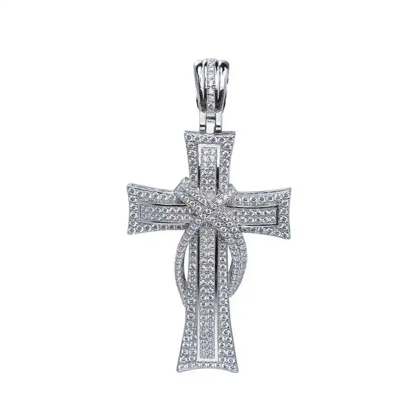 Western Charms Jewelry Medieval Vintage Punk Retro Faith Micro Pave Large Gothic Cross Charm Pendants For Men