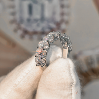 Bague semi-éternelle minimaliste en argent sterling 925 avec moissanite VVS taille ovale, idéale pour un cadeau d'anniversaire, passe le test du diamant