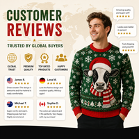 Pull de Noël moche pour hommes, motif vache jacquard tricoté, OEM ODM, logo personnalisé, couleur, taille, vente en gros d'usine