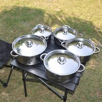 Ensemble de 5 casseroles en acier inoxydable avec couvercles, 5 tailles, ensemble de casseroles et poêles de cuisine durables et polyvalents pour un usage domestique