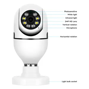 Hot Night Vision 1080P CCTV Camera plus Indoor Auto Tracking Security PTZ WiFi Mini telecamera con lampadina E27 Socket