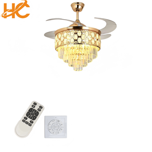 Crystal Ceiling Fan Light Fixture Fandelier <b>LED</b> Remote 6-Speed Reversible DC Motor 48inch Blade 30-34dB Quiet Living - Product Image 6