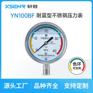 เกจวัดแรงดันสแตนเลสซูโจว ซวนเฉิง รุ่น YN100BF ขนาด 100 มม. แบบอนาล็อก 0-40Mpa พร้อมเกลียวเชื่อมต่อ วงแหวนสีเตือน - Product Image 3