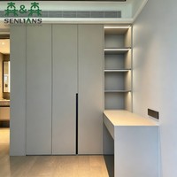 Ensemble de bureau et armoire intégrés modernes SLS, armoire de rangement modulaire pour chambre à coucher avec éclairage LED, meubles