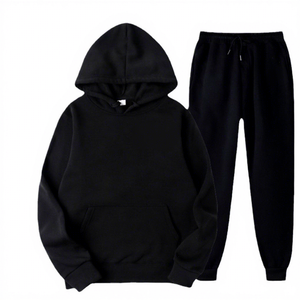 Conjunto Deportivo Unisex de Sudadera con Capucha de Algodón Naranja, Manga Larga, Color Sólido, Estilo Casual para Otoño, con Cierre de Cordón y Bolsillos Laterales - Product Image 2