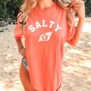Camisetas de Playa de Verano Personalizadas con el Logotipo de Tu Propia Marca, Camisetas Ajustadas de Algodón, Camisetas Estampadas para Mujer - Product Image 6