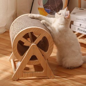 Nouveau design de planche à gratter amovible en bois massif pour chat grande roue planche à gratter pour chat meuleuse à griffes en papier ondulé pour animal de compagnie - Product Image 2