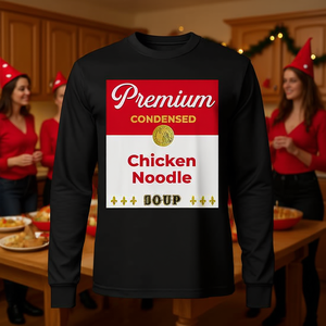 T-shirt a maniche lunghe con stampa Chicken Noodle Soup, costume per le vacanze, abbigliamento di gruppo - Product Image 3