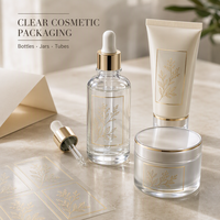 Étiquettes transparentes personnalisées imperméables, autocollants cosmétiques en feuille d'or, étiquettes d'emballage transparentes en PET haute brillance pour flacon de sérum, pot, tube