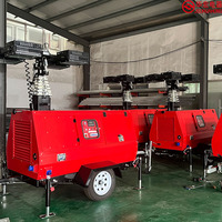 Tour d'éclairage mobile LED 7M/9M, style multi-sections, levage hydraulique, alimentation diesel, en promotion