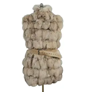 Cost Effective High Quality Pretty Ladies Real Fur Waistcoat Comfortable Luxury Fluffy Women Fox Fur Vest Coat Sleeveless