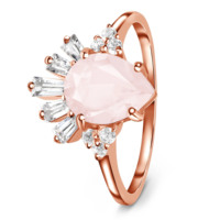 Vente en gros de bijoux classiques modernes en argent sterling 925, bague en quartz rose faite à la main