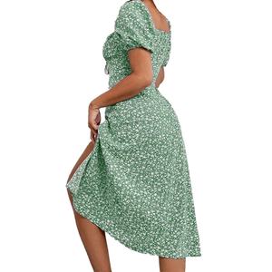 Vestido de Verano Estilo Francés para Mujer, Estampado Floral, Estilo Camisero, Bohemio, con Mangas Abullonadas y Cuello Cuadrado - Product Image 3