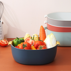 Sesam Gute Qualität Siebe Abfluss korb Doppels chicht Kunststoffs iebe zum Abtropfen von Pasta Gemüse Obst - Product Image 5