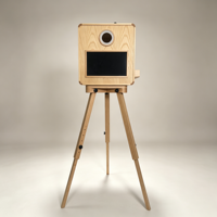 Cabine photo tout-en-un en bois vintage avec imprimante flash et compartiment d’imprimante intégré pour mariages fêtes et évén