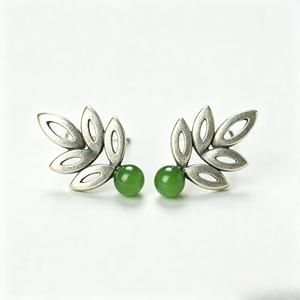 Orecchini a Perno Rotondi a Forma di Foglia Verde Cava, Gioielli Minimalisti alla Moda per Donne - Product Image 1