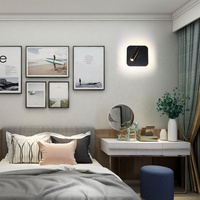 Lampe de lecture murale carrée en alliage d'aluminium à LED au design contemporain et moderne pour chambre à coucher et hôtel 3W + 8W avec télécommande