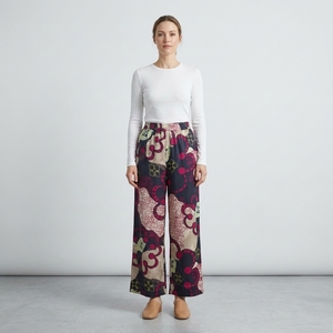 <span class=keywords><strong>Pantaloni</strong></span> a Gamba Larga 100% <span class=keywords><strong>Viscosa</strong></span> per <span class=keywords><strong>Donna</strong></span>, Stampa Geometrica Astratta, <span class=keywords><strong>con</strong></span> <span class=keywords><strong>Elastico</strong></span> in Vita per l'Estate - Product Image 1
