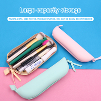 Étui de rangement pour crayons en silicone en forme de banane, grande capacité, pochette à fermeture éclair, sac de rangement pour papeterie imperméable pour enfants