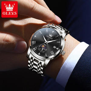   Montre sport à quartz lumineuse étanche en acier inoxydable avec logo personnalisé de luxe, calendrier classique des phases lunaires, pour homme - Modèle 3656 OEM - Product Image 3
