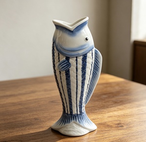Piatto in Ceramica Dipinto a Mano Blu e Bianco a Forma <span class=keywords><strong>di</strong></span> <span class=keywords><strong>Pesce</strong></span>, Vassoio <span class=keywords><strong>per</strong></span> Servire Frutti <span class=keywords><strong>di</strong></span> Mare e Sushi, Decorazione <span class=keywords><strong>per</strong></span> Tavola, Regalo - Product Image 2