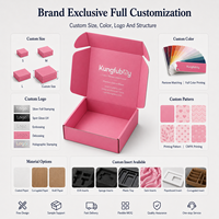 Boîtes d'expédition en carton ondulé personnalisées, boîte cadeau en carton, emballage, boîte postale rose avec logo pour pinceaux de maquillage, sérums