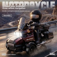 Tricycle moto télécommandé 2,4 GHz à l'échelle 1:43, avec figurine de chevalier et éclairage LED, modèle électrique pour hobby