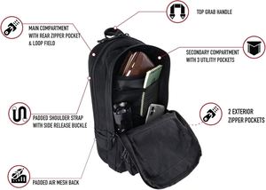 Mochila Táctica de Viaje para Exteriores, de Poliéster, con Cierre de Cremallera, Resistente, Ligera, para Senderismo, EDC, Unisex - Product Image 2