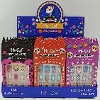 Ongles à presser Mr. Cat en acrylique, forme cercueil, taille moyenne, 24 pièces, motif dessin animé, avec colle et languettes adhésives pour nail art - Product Image 3