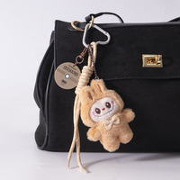 Porte-clés en peluche Bubu rose Kawaii, pendentif de dessin animé, écologique et durable, pour sac d'école, cadeau