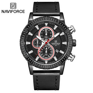 NAVIFORCE-reloj de cuarzo NF8003 para niño, cronógrafo deportivo de negocios con correa de cuero genuino, resistente al agua - Product Image 4