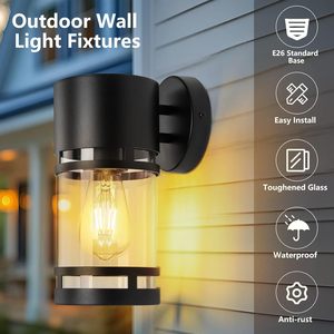 Lámpara de Pared <span class=keywords><strong>Exterior</strong></span> Resistente a la Intemperie, Color Negro Mate, con <span class=keywords><strong>Bombillas</strong></span> LED para Entrada, Puerta o Garaje - Product Image 1