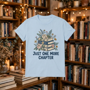 Women's <b>Light</b> Blue Summer Jersey Breathable Book Stack Graphic T-Shirt Just One More Chapter Printed Casual O-<b>Neck</b> Tee - Product Image 1