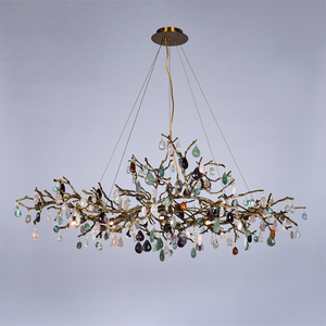 Lámpara de araña de cristal natural personalizada, moderna y lujosa, para decoración de interiores de lujo en villas, hoteles, vestíbulos, comedores y salas de estar. - Product Image 3