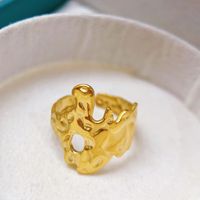 Vente en gros or 18 carats bague en acier inoxydable tendance grosse bague irrégulière réglable en vrac idée cadeau pour femme