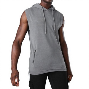 Sudadera con Capucha sin Mangas para Hombre, Color Sólido, Forro Polar, Diseño sin Forro, Tejido de Punto para Verano - Product Image 1
