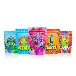 Custom Logo Smell Proof Special Shaped Zip Lock Bag Plastic Resealable Child Proof Holographic 3.5 Die Cut Hologram Mylar Bags