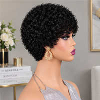 Perruques Courtes Bob Lace Front Pas Chères en Gros, Cheveux Humains Naturels Brésiliens Remy Pixie Bouclés pour Femmes