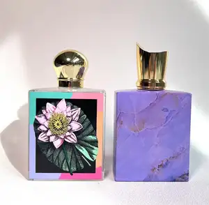 Hoge Kwaliteit Lege Parfumfles Vierkante Vorm 3d Geschilderde Geuropbergflessen Voor Parfums Glas