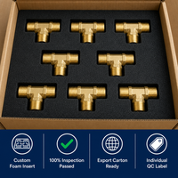 Conector de Tubo em T Polido de Latão C3600 de Corte Livre para Torneamento CNC, Direto da Fábrica, Rosca Personalizada