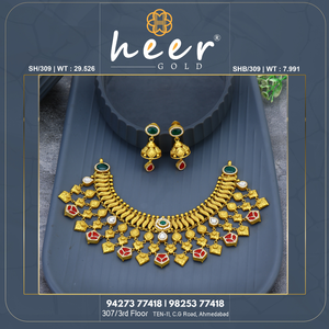 Ethnic 22k Gold Plated <b>Statement</b> <b>Necklace</b> Set With Zircon Stones Bead Chain Women's Wedding Jewelry - Product Image 2
