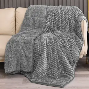 2023 15磅冬季柔软男女夏尔巴加重毯，冬季超保暖48英寸x 72英寸重羊毛毯